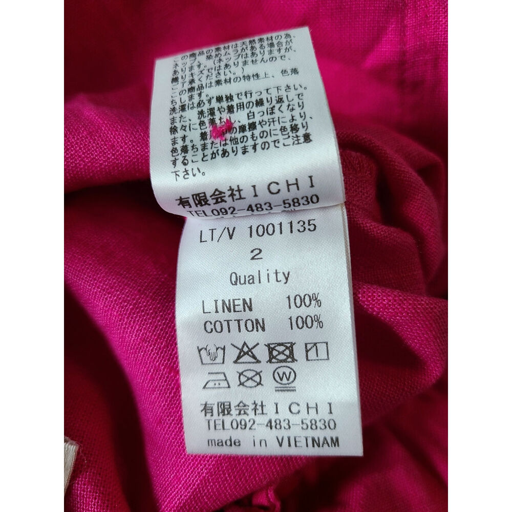 Ichi Antiquités Japan Hot Pink 100% Linen Wide Leg Pants Size 2(S/M) Drawstring - Picture 7 of 7